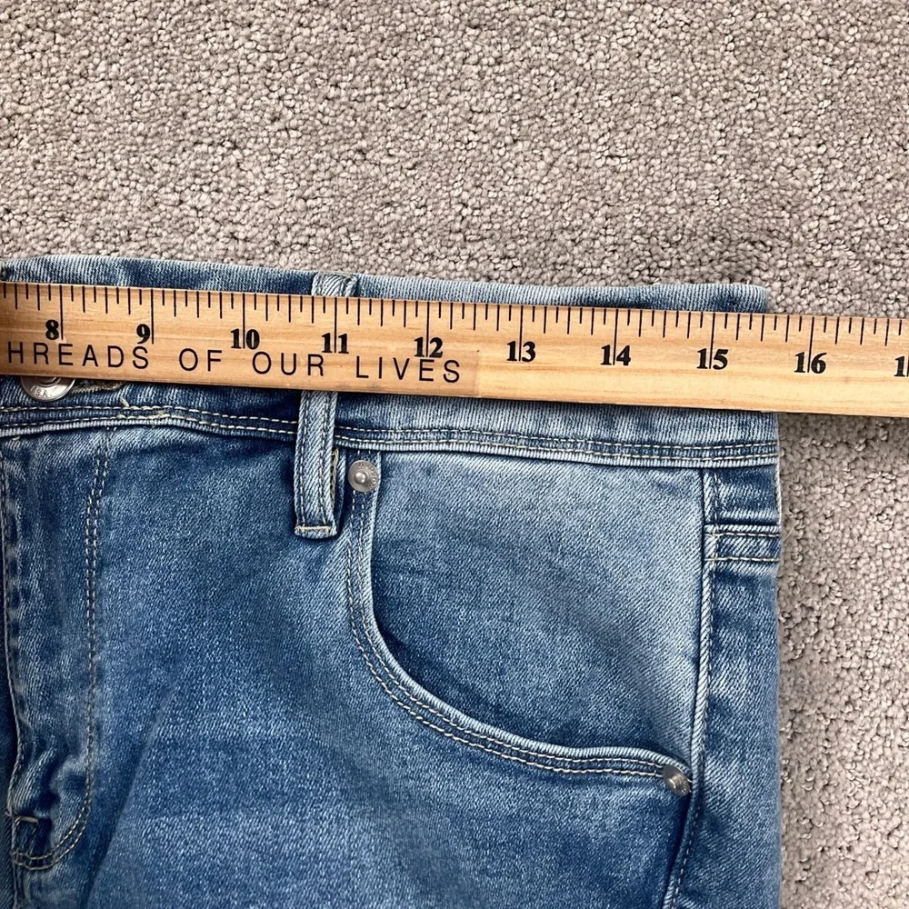 Hudson LA Jeans Womens 8 Blue‎ Stonewash Button Flap Straight Leg Stretch Denim